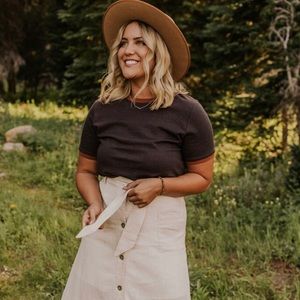 Roolee navy striped top